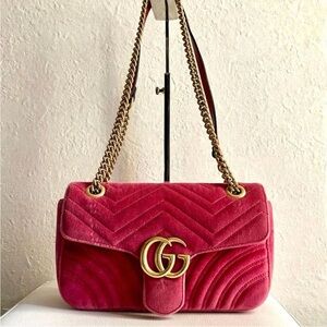 Gucci Pink Velvet Shoulder Bag